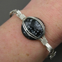 YOJ09-11 Snowflake Obsidian Bangle