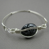 YOJ09-11 Snowflake Obsidian Bangle